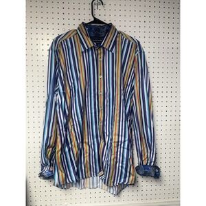 David Smith Mens Casual Shirt 2XL Striped Loud - Long Sleeve 100% Cotton